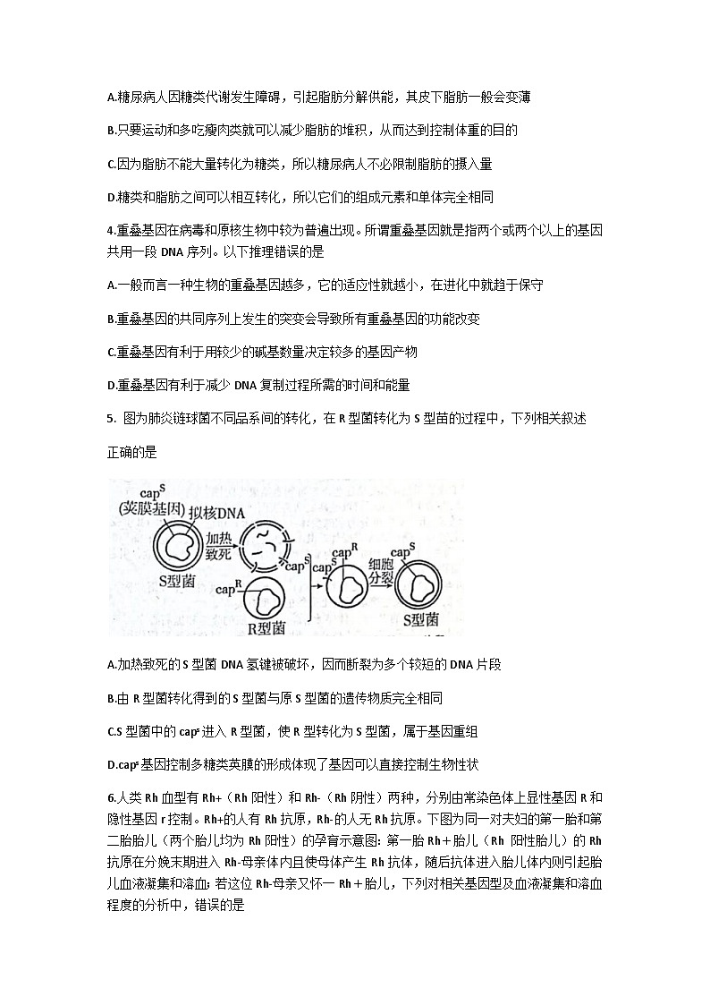 2023届广东省惠州市高三下学期一模试题生物含答案02