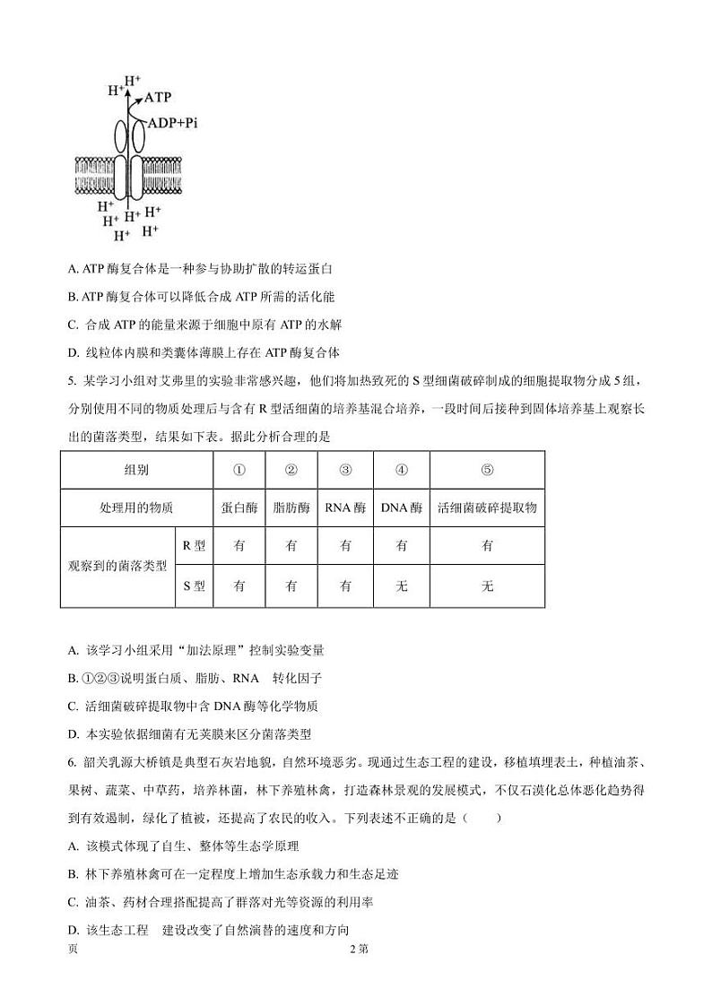 2023届广东省韶关市高三下学期综合测试（二）生物试题PDF版含答案02
