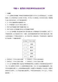 专题06 基因的分离定律和自由组合定律——【全国通用】2020-2022三年高考生物真题分类汇编（原卷版+解析版）