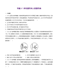 专题07 伴性遗传和人类遗传病——【全国通用】2020-2022三年高考生物真题分类汇编（原卷版+解析版）