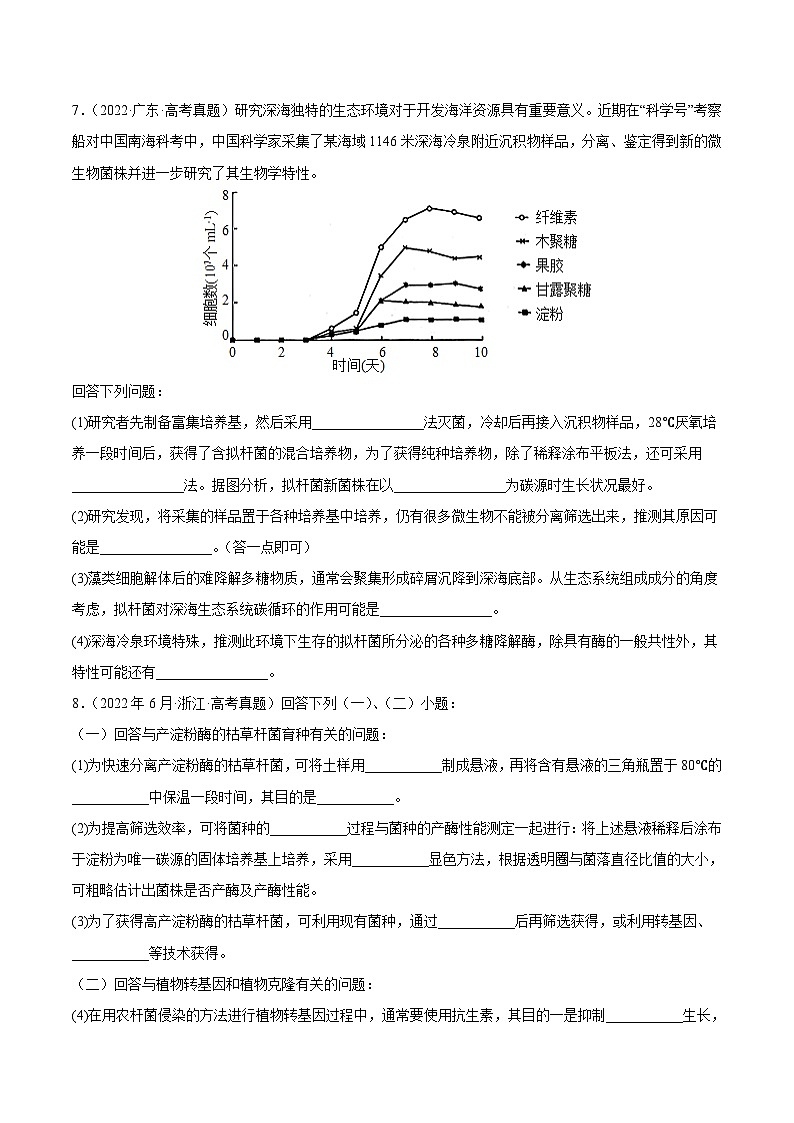 专题13 发酵工程——【新高考专用】2020-2022三年高考真题生物分类汇编（原卷版+解析版）03