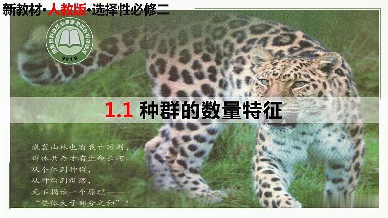 高中生物选择性必修二 1 1 种群的数量特征精讲课件练习题01