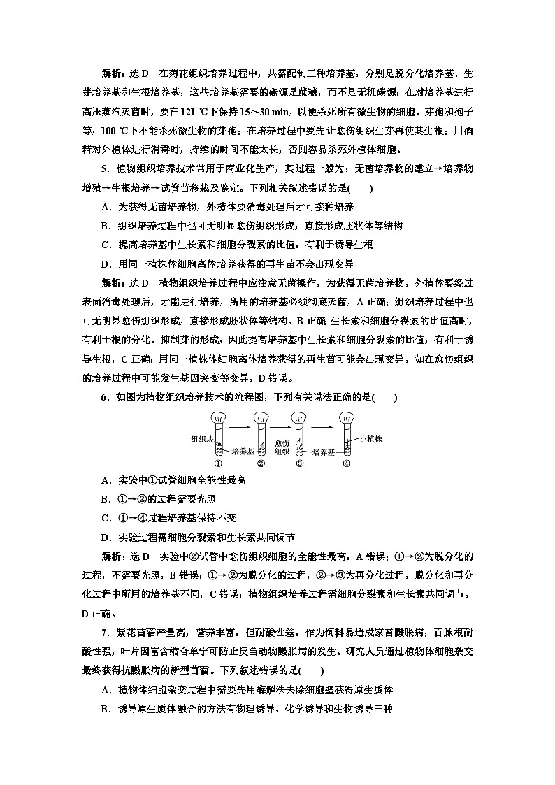 人教版高中生物选择性必修3第2章细胞工程第1节第1课时植物细胞工程的基本技术课件+课时检测含答案02