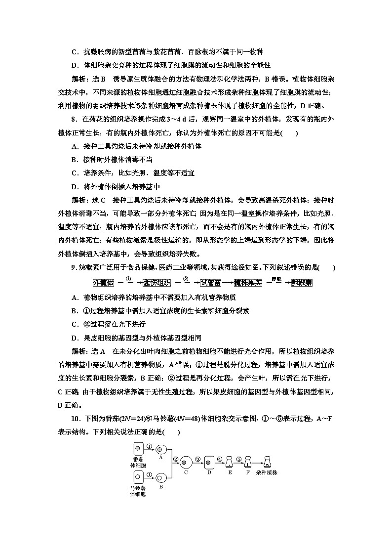 人教版高中生物选择性必修3第2章细胞工程第1节第1课时植物细胞工程的基本技术课件+课时检测含答案03