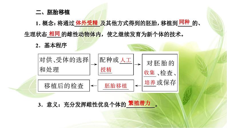 人教版高中生物选择性必修3第2章细胞工程第3节第2课时胚胎工程技术及其应用课件+课时检测含答案03