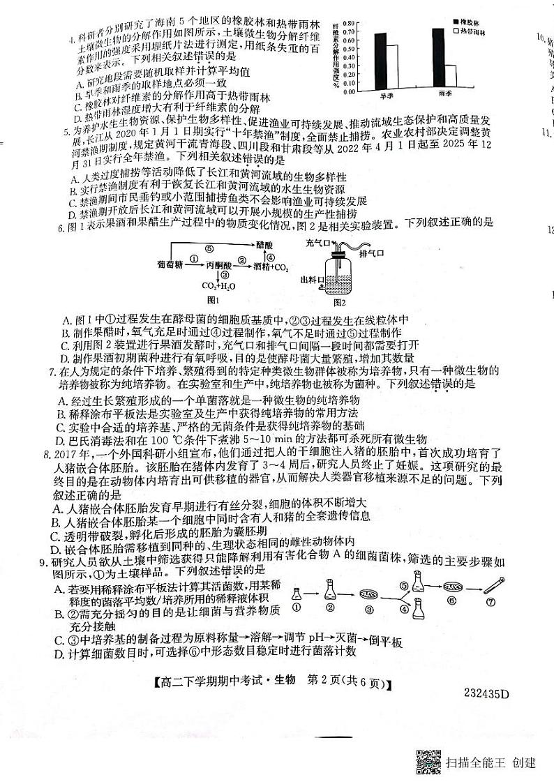 河南省开封市杞县等五县2022-2023学年高二下学期4月期中生物试题02