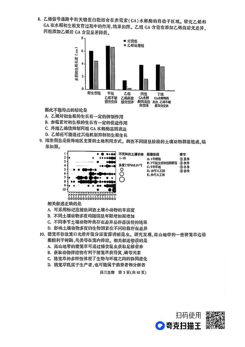 2023届北京市朝阳区高三下学期一模生物试题第3页