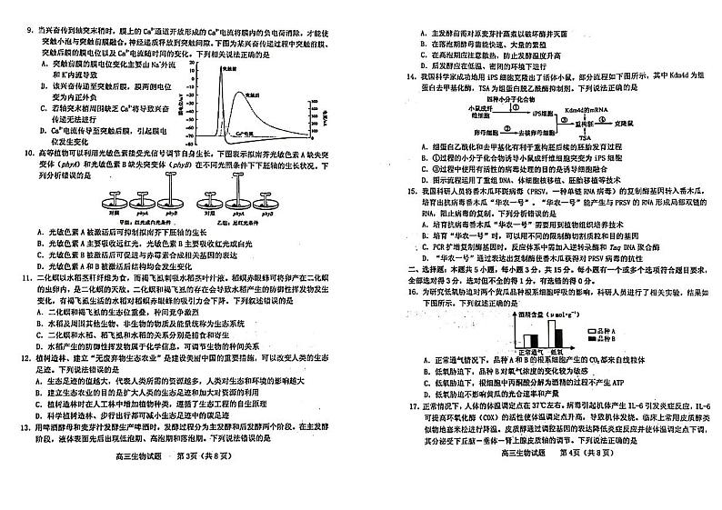 2022-2023学年山东省德州、滨州市高三下学期一模生物试题PDF版含答案02