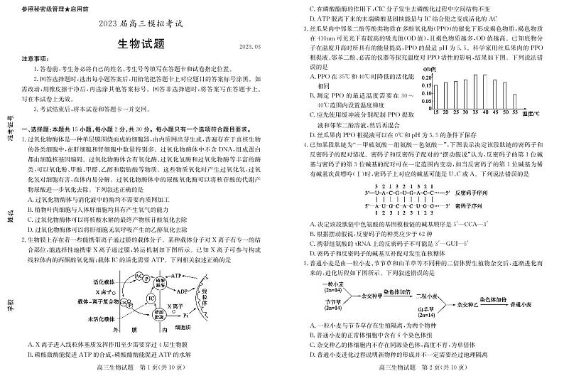 2023届山东省枣庄市高三下学期3月二模考试生物PDF版含答案01