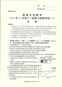 2022-2023学年湘豫名校联考高三一轮复习诊断考试生物试卷（10月份）