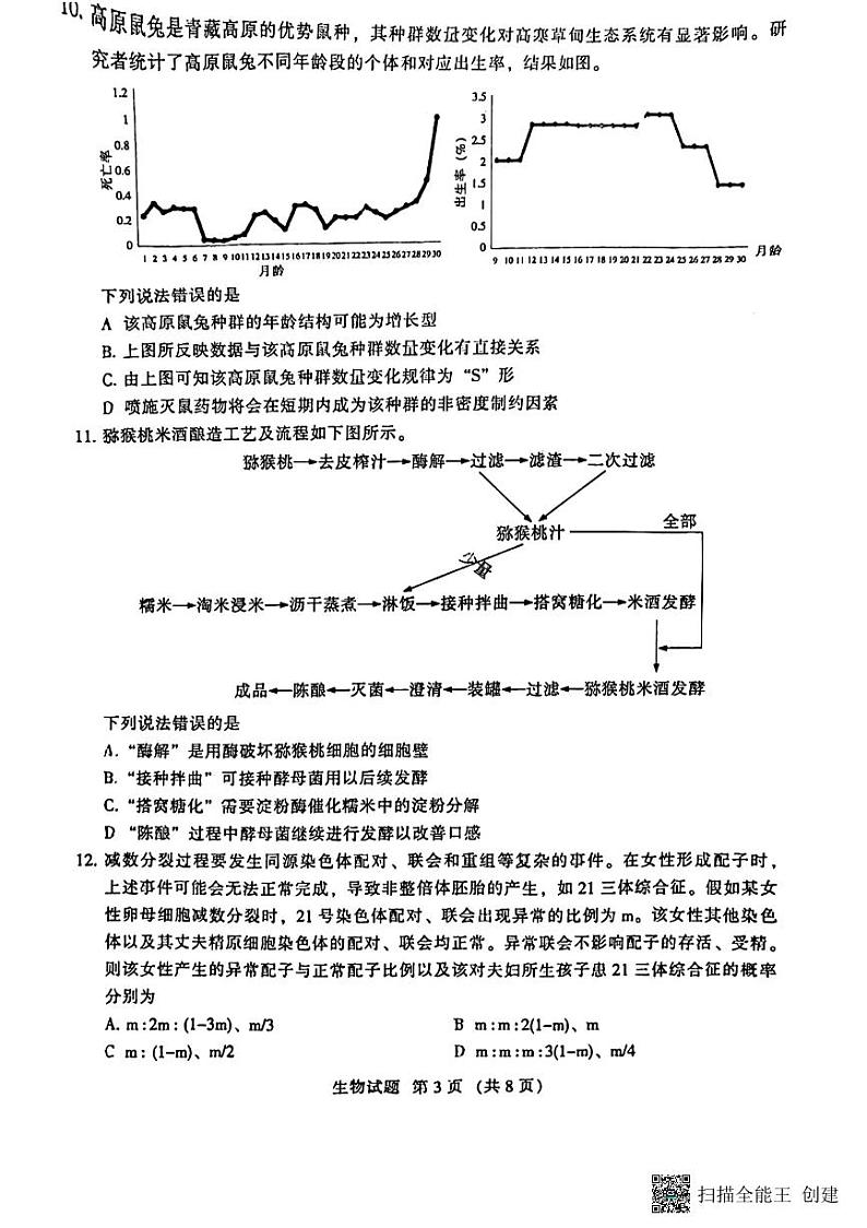 2023届福建省名校联盟全国优质校高三大联考生物试题第3页