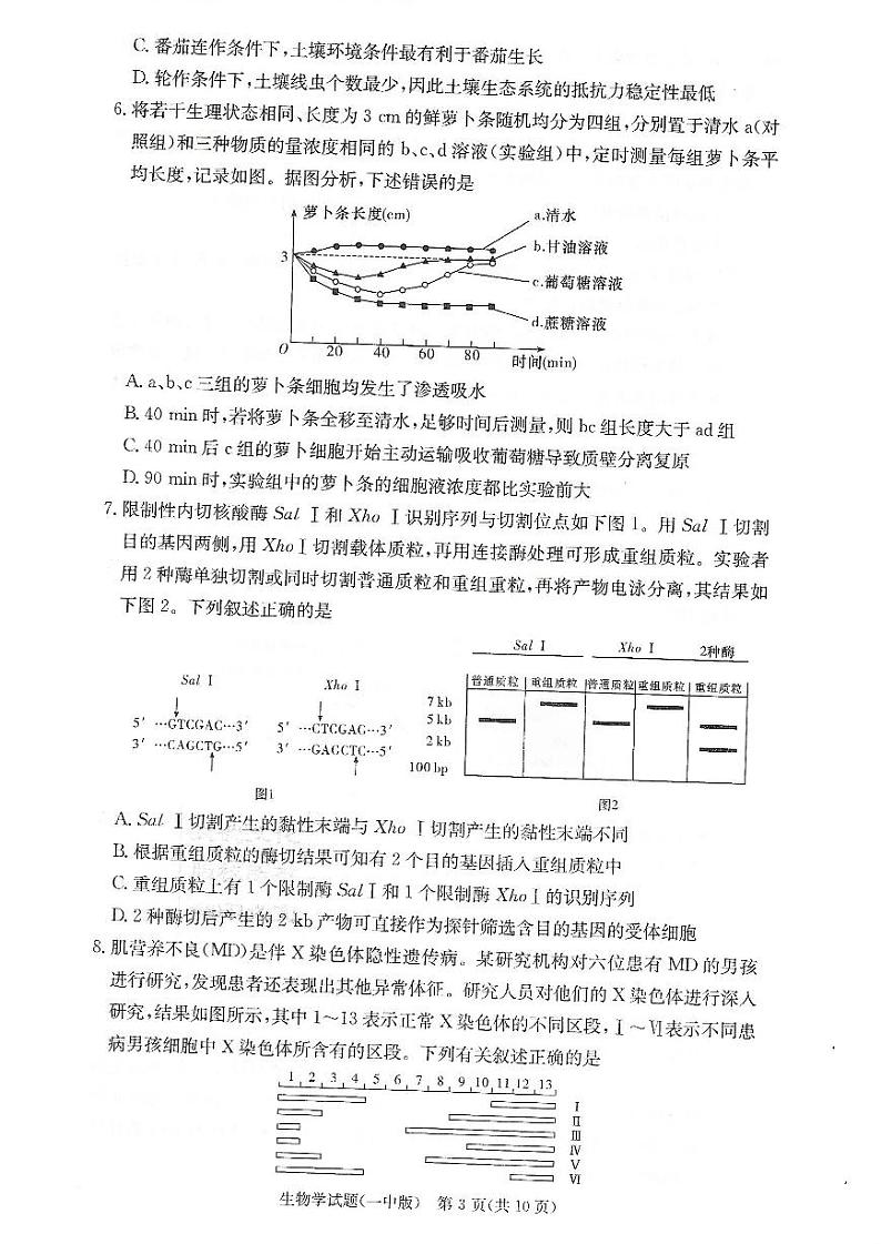 2023届湖南省长沙市第一中学高三下学期2月月考卷（六）生物PDF版含答案03