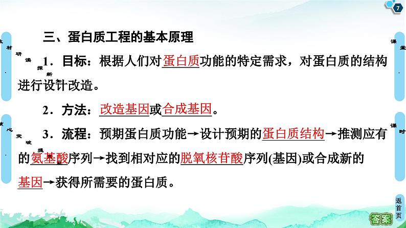 高中生物选择性必修三  第3章 第4节 蛋白质工程的原理和应用 课件练习题第7页