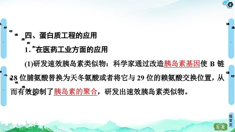 高中生物选择性必修三  第3章 第4节 蛋白质工程的原理和应用 课件练习题第8页