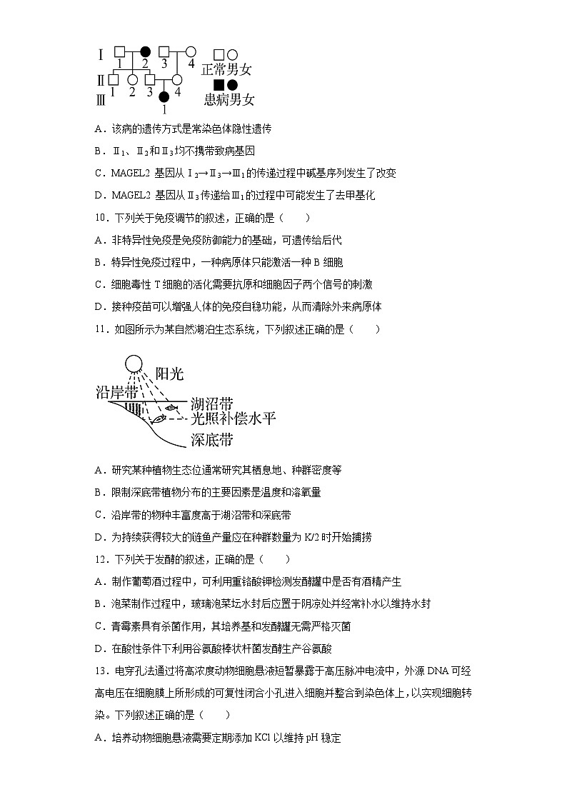 2023届江苏省苏锡常镇四市高三教学情况调研（二）生物试题第3页