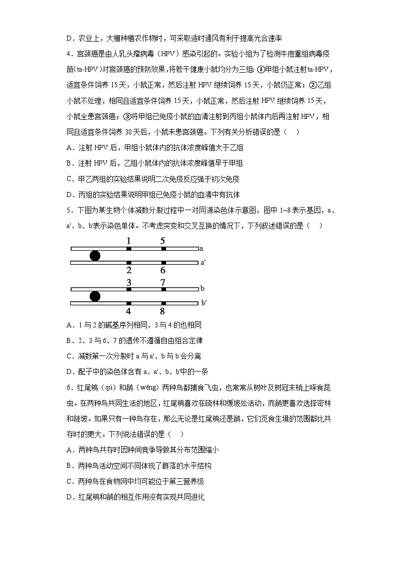 2023届贵州省贵阳市高三适应性考试（二）理综生物试题02