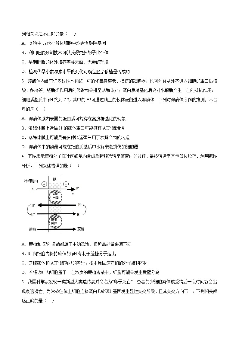 必刷卷02——【高考三轮冲刺】2023年高考生物考前20天冲刺必刷卷（浙江卷）（原卷版+解析版）02