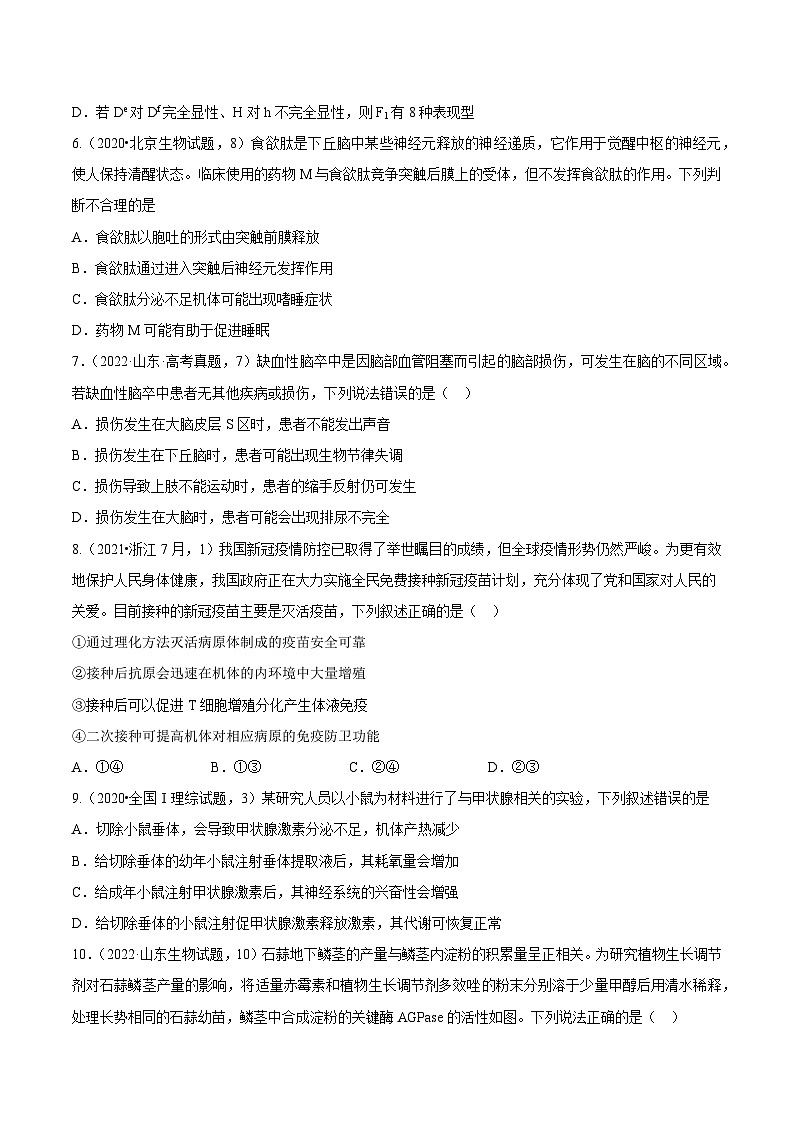 真题重组卷01——2023年高考生物真题汇编重组卷（山东专用）（原卷版）第3页