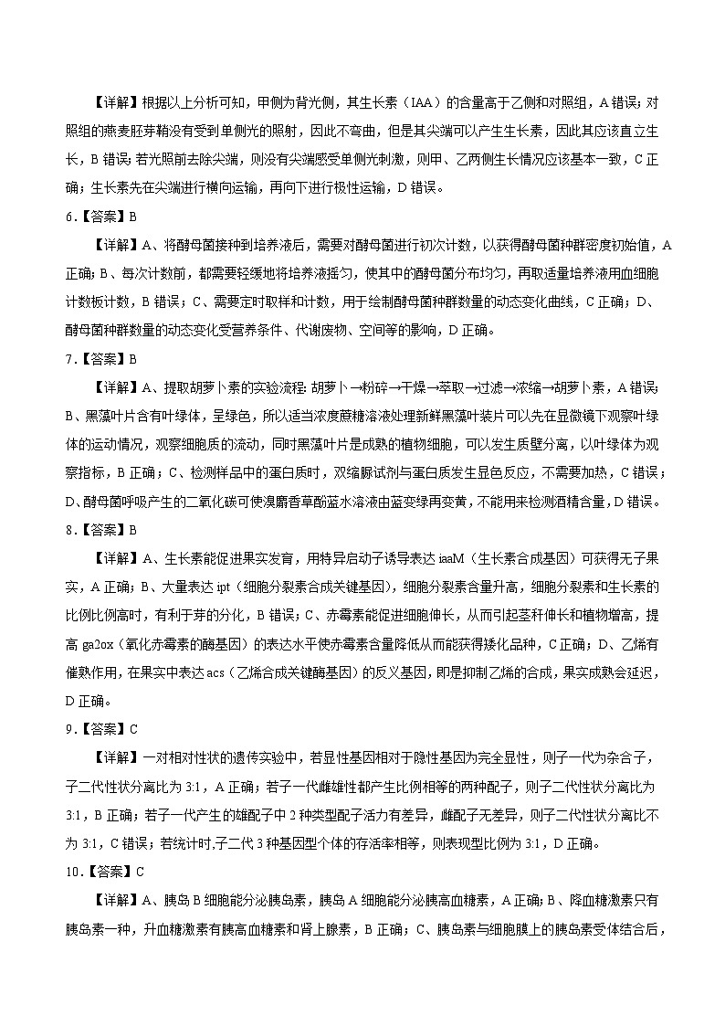 真题重组卷01——2023年高考生物真题汇编重组卷（江苏专用）02