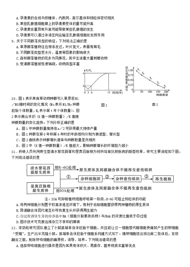 湖南省长沙市长郡中学2023届高三生物下学期模拟试卷（一）（一模）（Word版附解析）03