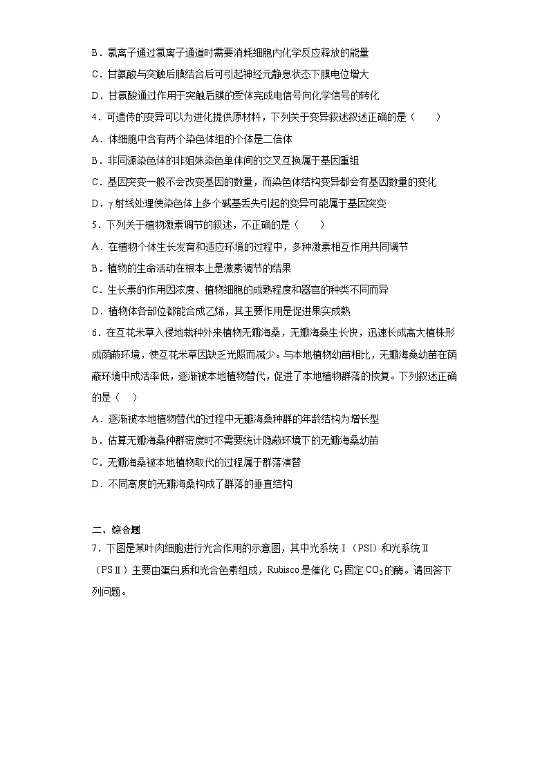 2023届黑龙江省牡丹江市三中高三下学期第三次模拟理综生物试题（含答案）第2页