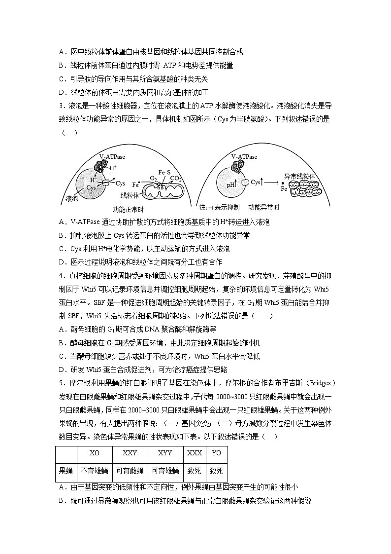 2023年高考生物押题卷01（考试版）第2页