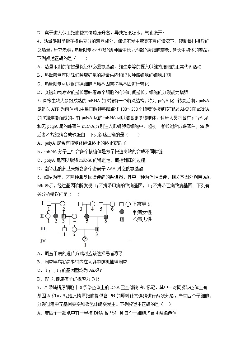 2023年高考生物押题卷03（考试版）第2页