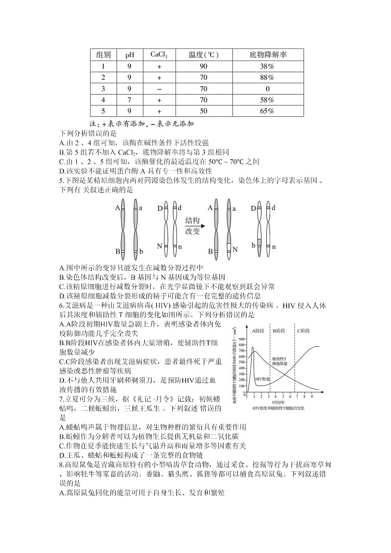 2023年厦门市高三四检生物试卷含答案解析第2页