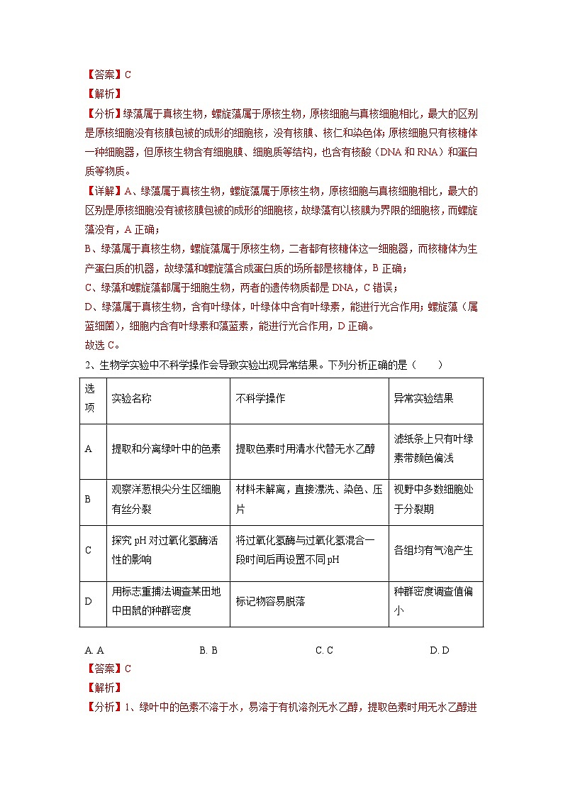 信息必刷卷02-2023年高考生物考前信息必刷卷（福建卷）（Word版附解析）第2页