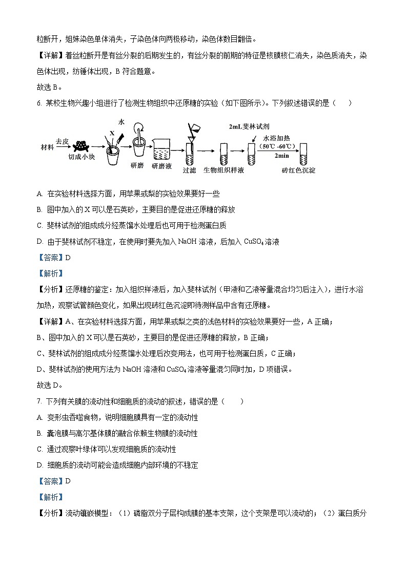 精品解析：陕西省西安市长安区一中2022-2023学年高一上学期期末生物试题（解析版）03