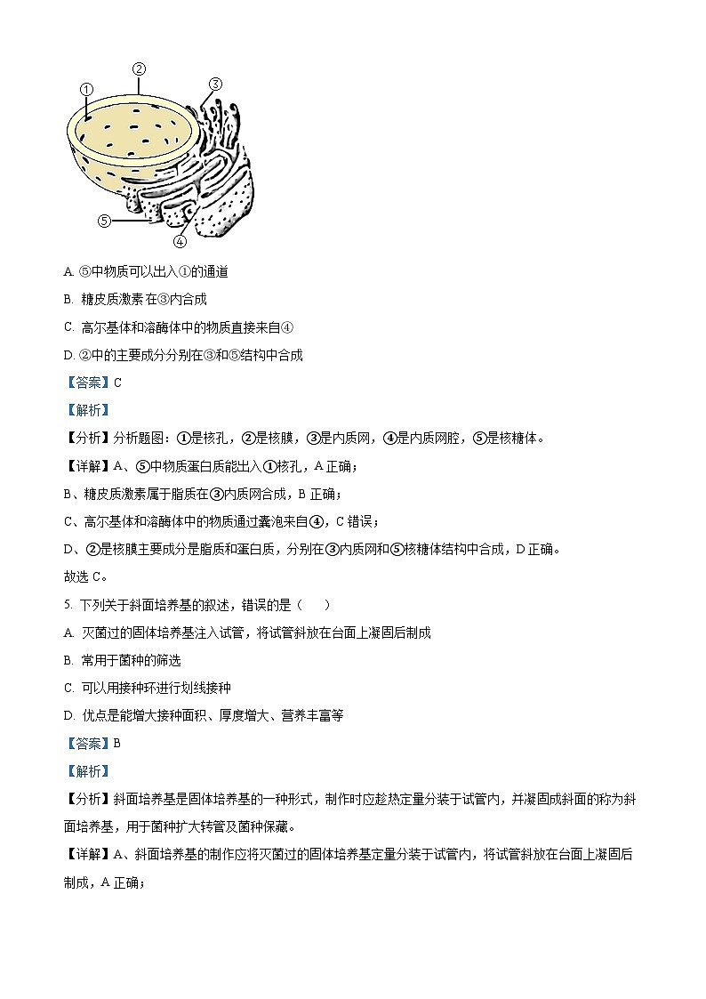 浙江省杭州市等3地镇海中学台州分校等校2022届高三生物一模试题（Word版附解析）03