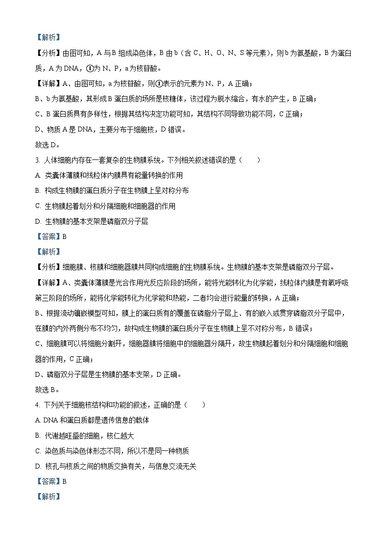 安徽省马鞍山市2022-2023学年高一生物下学期4月阶段联考试题（Word版附解析）02