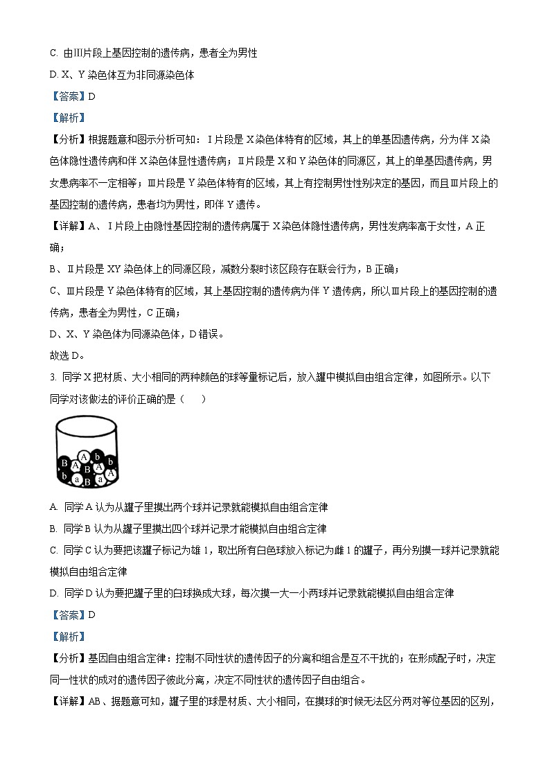 广东省江门市新会陈经纶中学2022-2023学年高一生物下学期期中考试试题（选考）（Word版附解析）第2页