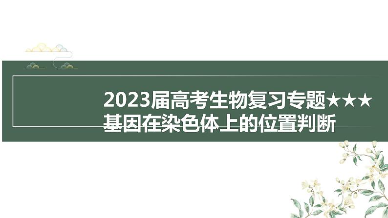 2023届高考生物复习专题★★★　基因在染色体上的位置判断课件PPT01