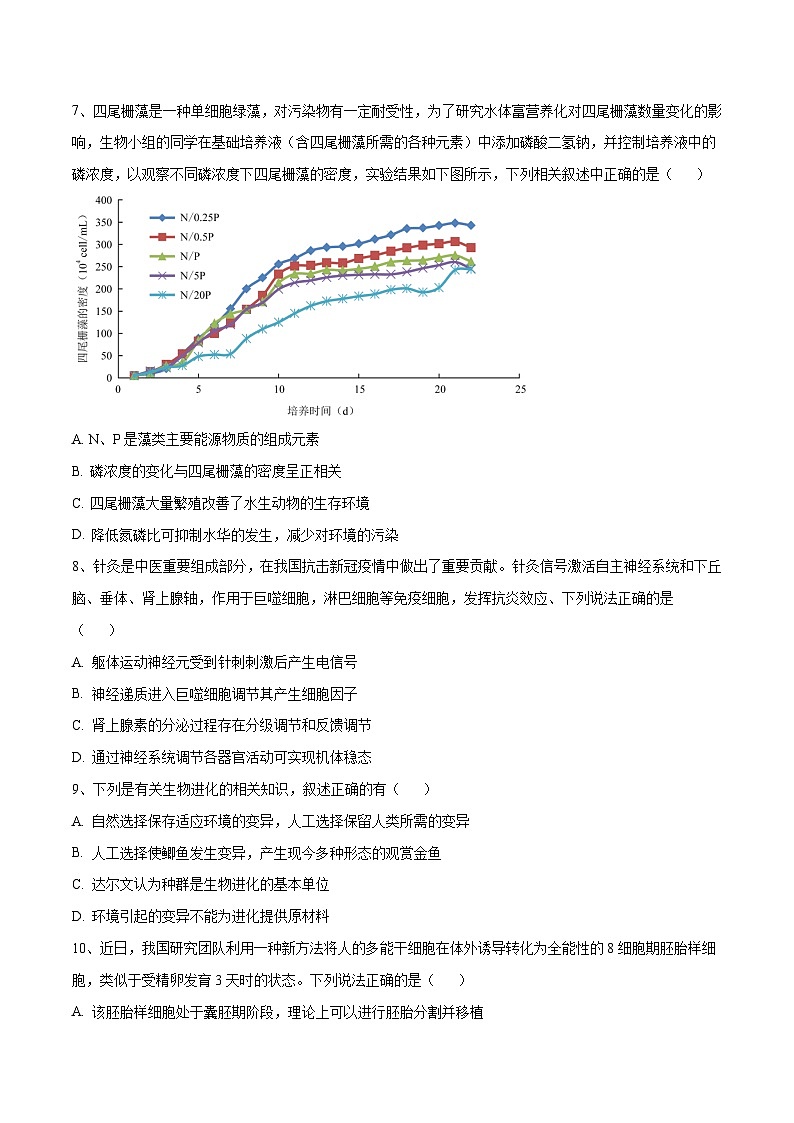 卷02【押题演练】备战2023年高考生物全真模拟押题卷（江苏卷）（原卷版）03