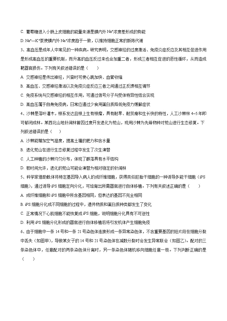 卷03【押题演练】备战2023年高考生物全真模拟押题卷（全国乙卷）（原卷版）02