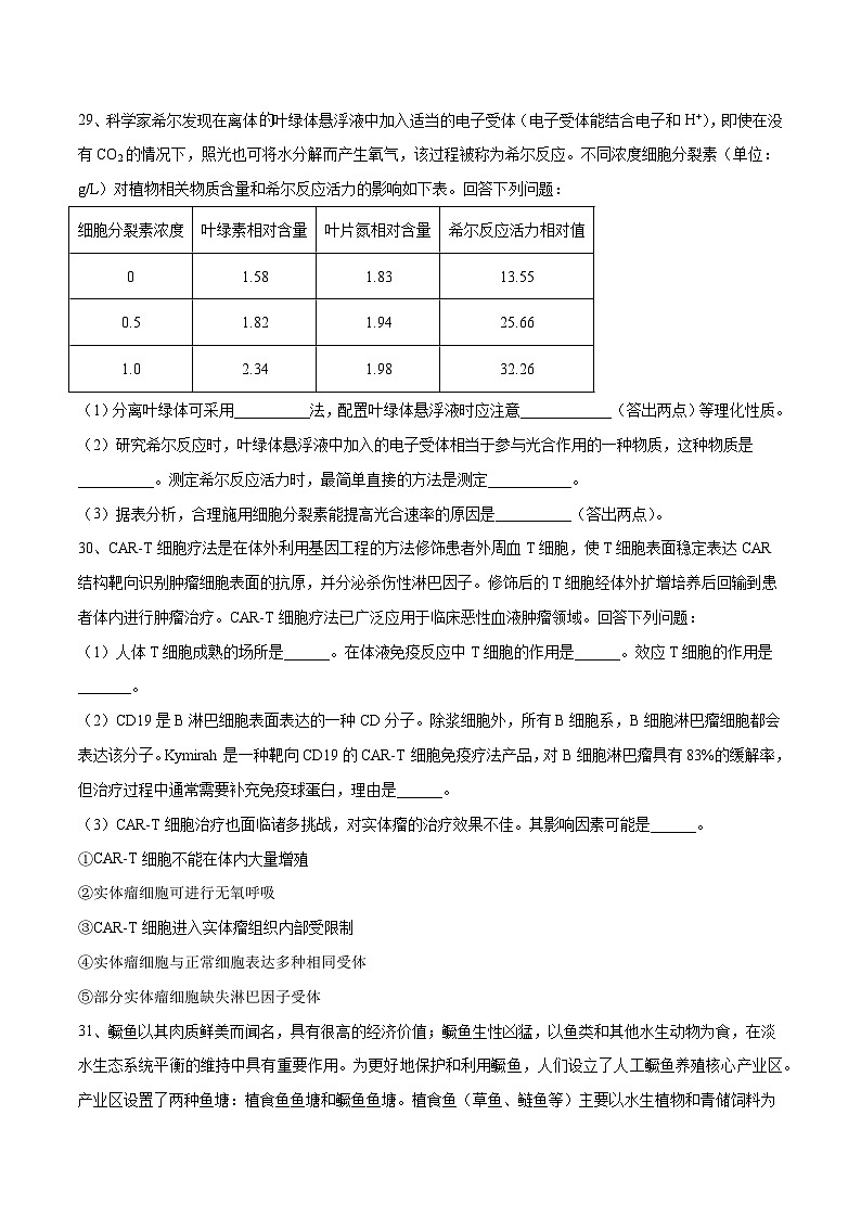 卷04【押题演练】备战2023年高考生物全真模拟押题卷（全国甲卷）（原卷版）03