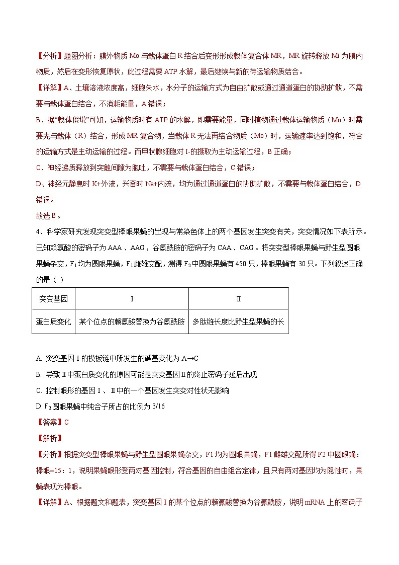 卷01【押题演练】备战2023年高考生物全真模拟押题卷（江苏卷）（解析版）第3页