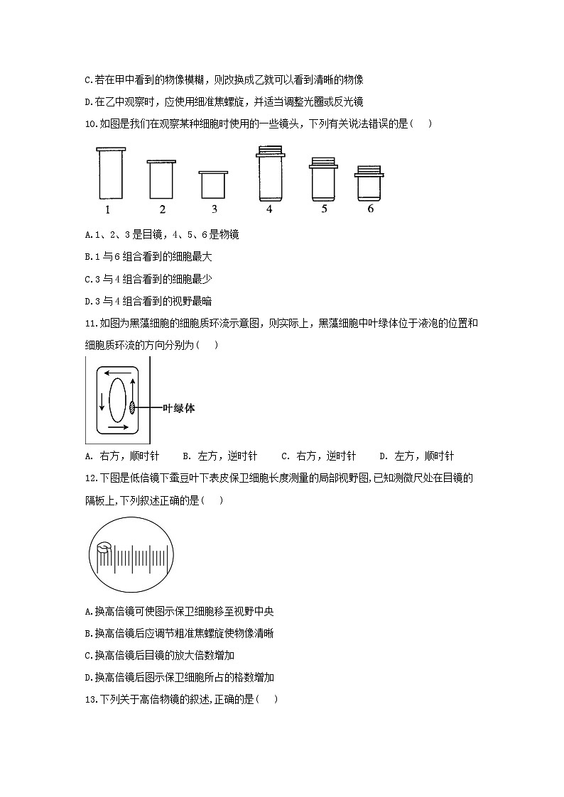 2022年高中生物2.1细胞是生命的单位课时作业浙科版必修103