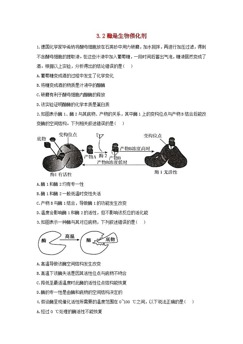 2022年高中生物3.2酶是生物催化剂课时作业浙科版必修1第1页