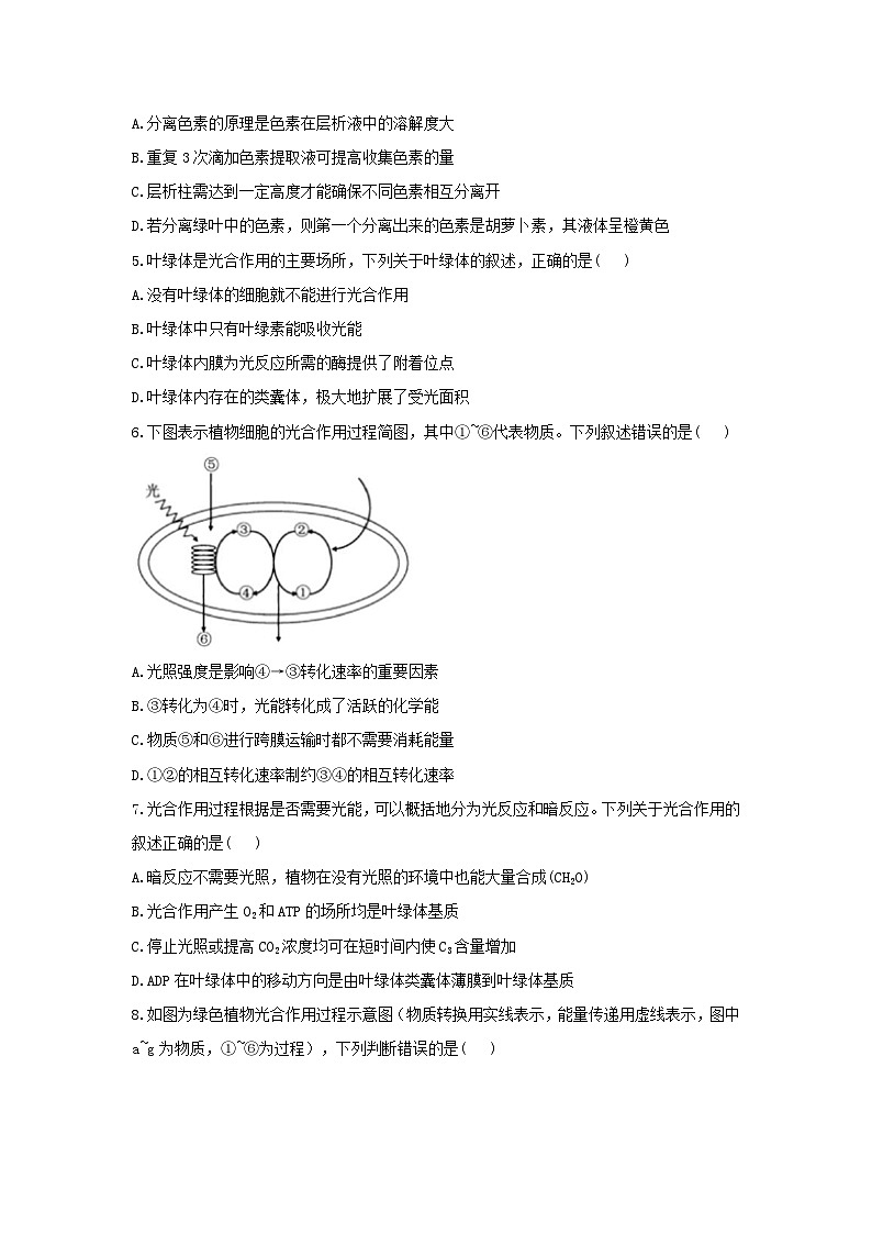 2022年高中生物3.5光合作用将光能转化为化学能课时作业浙科版必修102