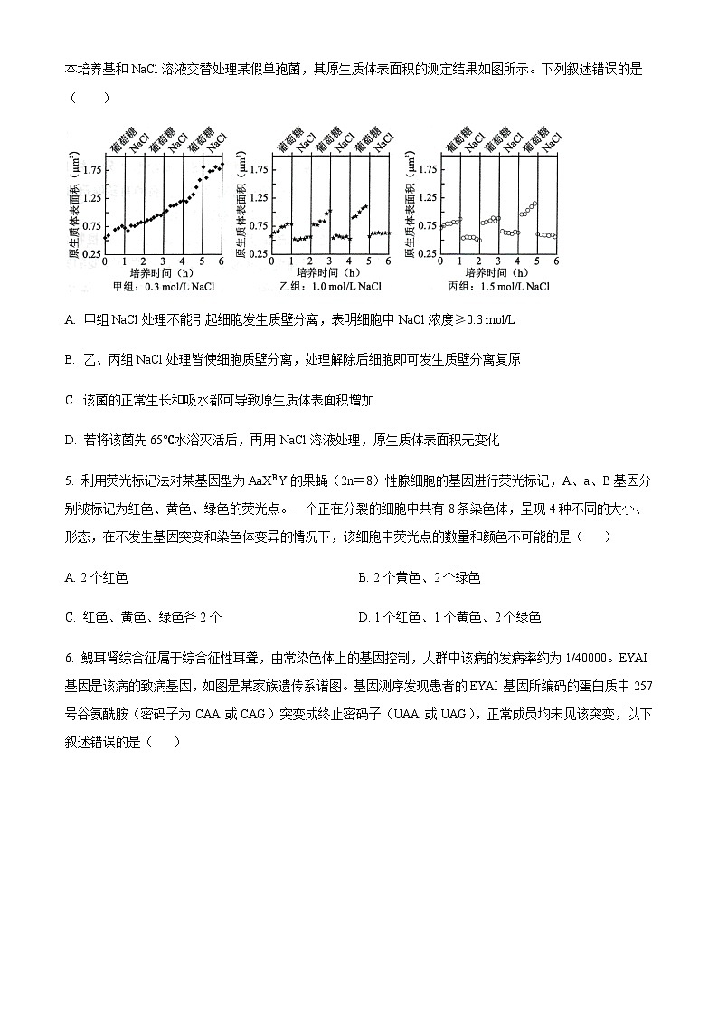 2023届天津市河西区高三二模生物试题含答案02
