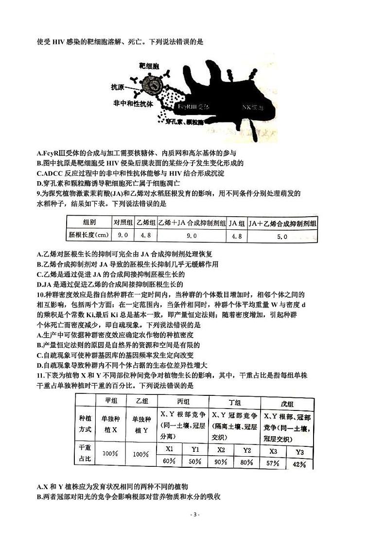 2023届山东省滨州市高三第二次模拟考试生物试题PDF版含答案第3页