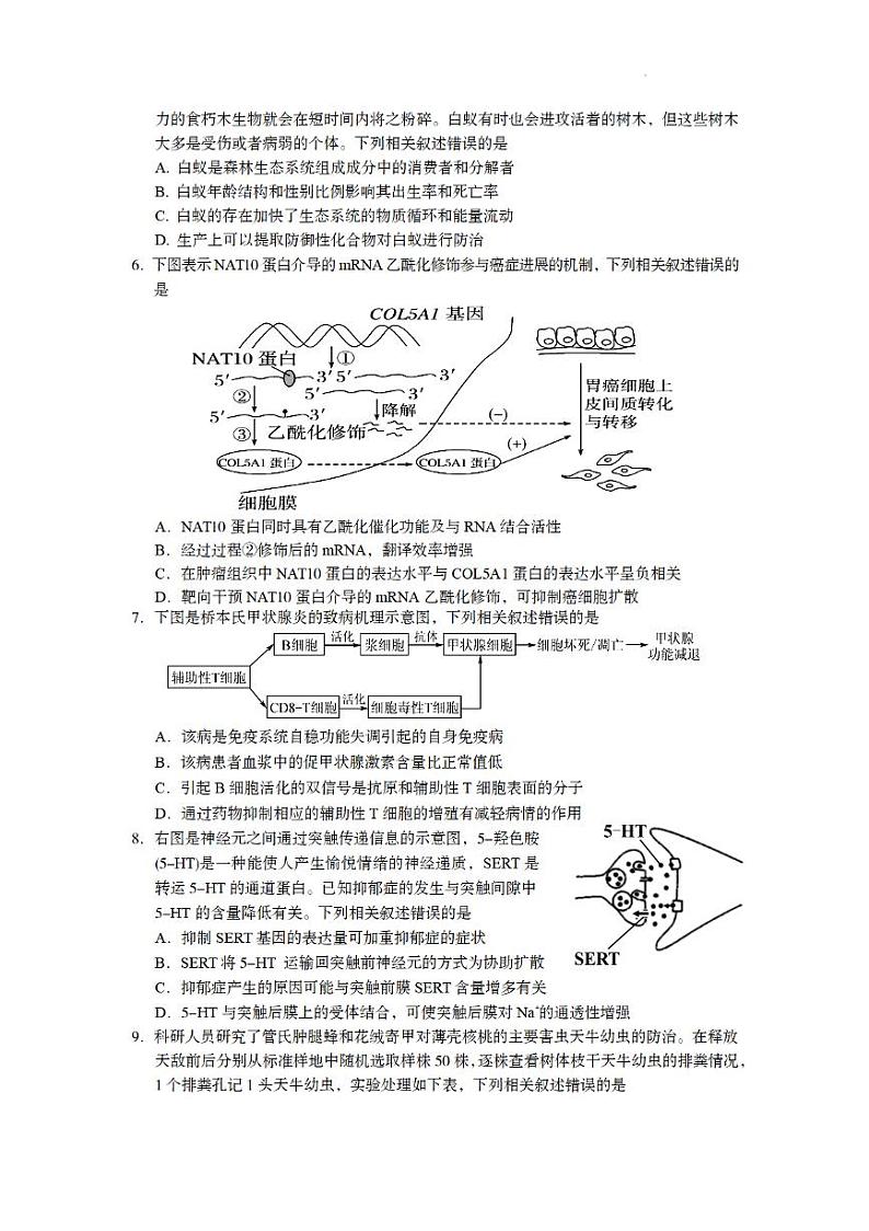 2023届福建省龙岩市高三下学期5月教学质量检测（三模）生物PDF版含答案02