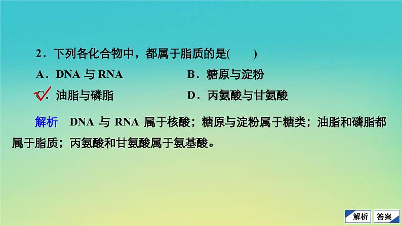 新教材高中生物第1章细胞的分子组成水平测试课件浙科版必修1第3页