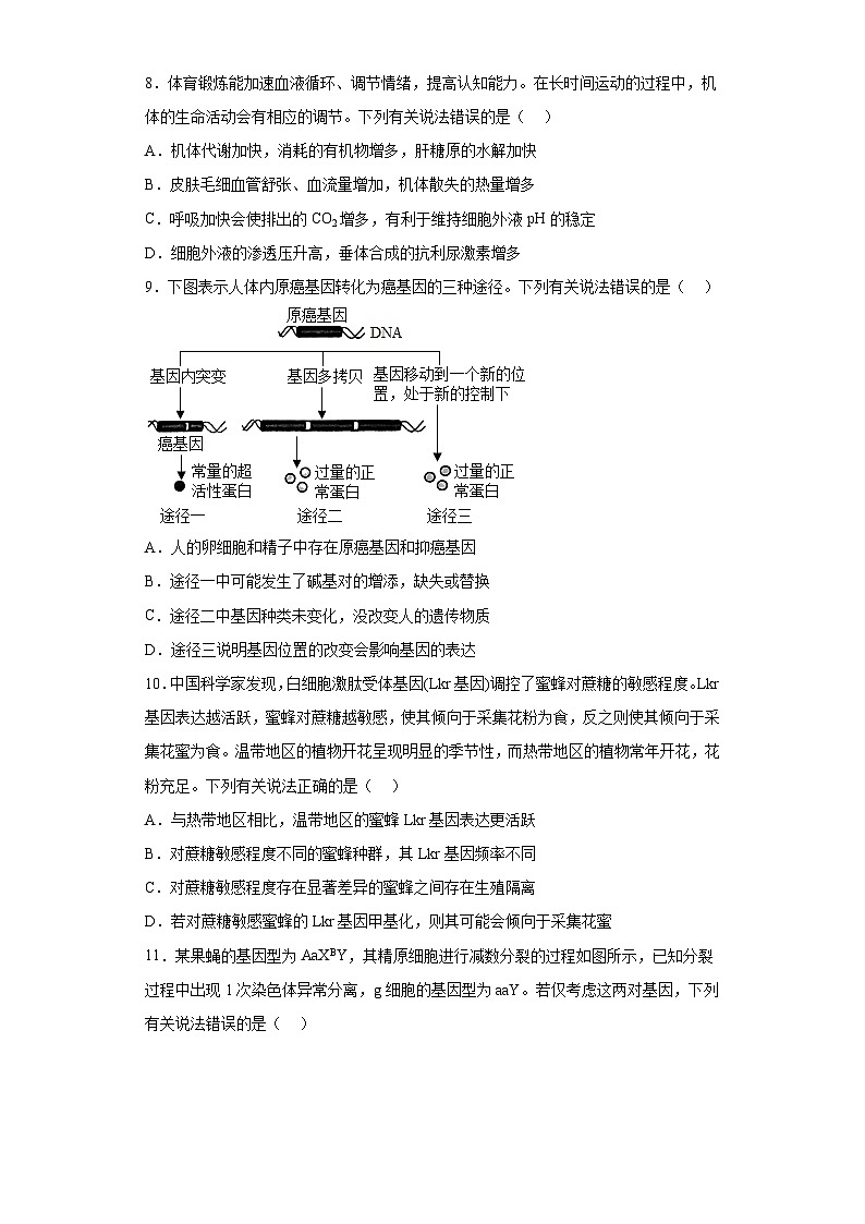 2023届辽宁省抚顺市重点高中六校协作体高三下学期二模联考生物试题（无解析）第3页