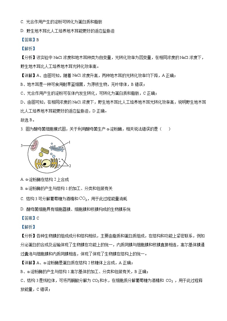 2023届北京市房山区高三二模生物试题（解析版）第2页