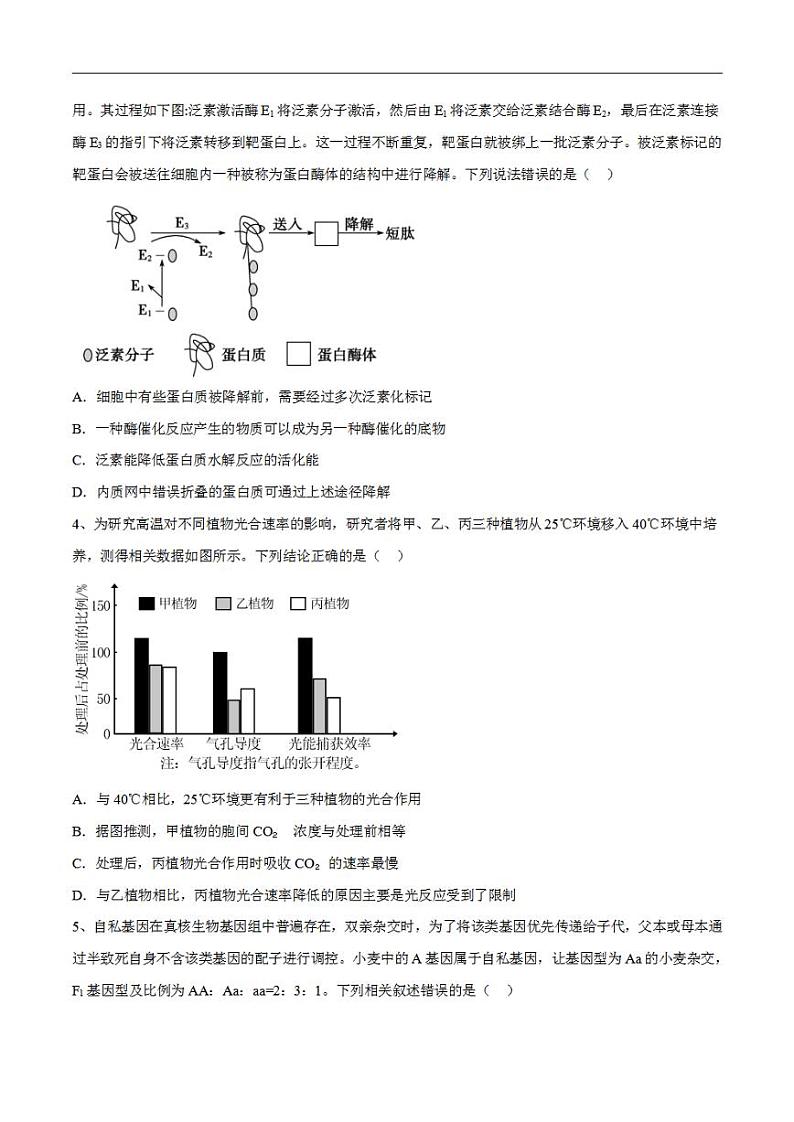 试卷02【押题演练】备战2023年高考生物全真模拟押题试卷（山东试卷）（原试卷版）02