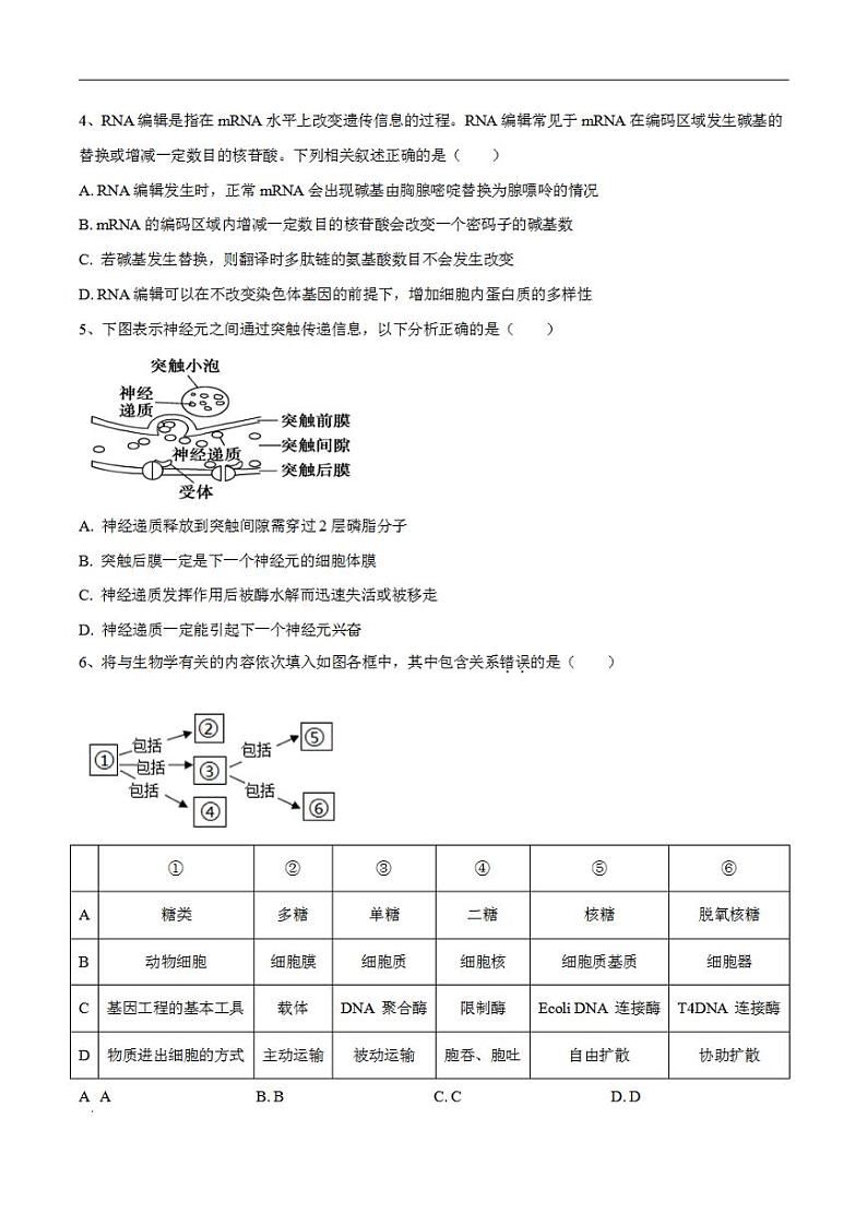试卷05【押题演练】备战2023年高考生物全真模拟押题试卷（天津试卷）（原试卷版）02