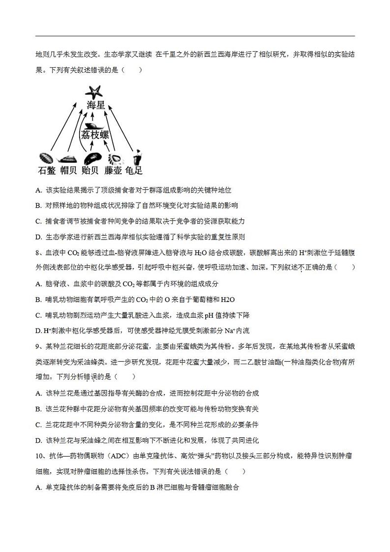试卷01【押题演练】备战2023年高考生物全真模拟押题试卷（江苏试卷）（原试卷版）03